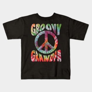 Groovy Hippie Tie Dye Vintage Peace Sign Groovy Grandpa Kids T-Shirt